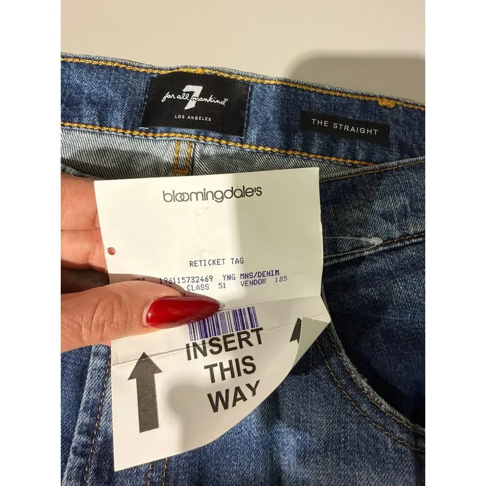 7 for All Mankind Slimmy Akron Straight Tapered Denim Jean Blue 36